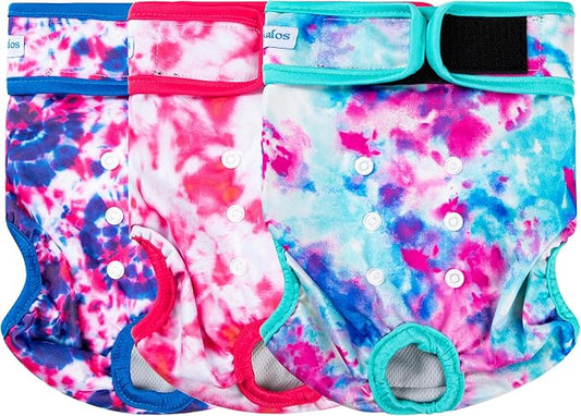 Leekalos Reusable Washable Dog Diapers Female (3 Pack) - Highly Absorbent Doggie Diapers - Size Adjustable Puppy Diaper for Dog Period Panties (X-Large)