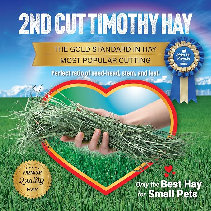 Small Pet Select 2nd Cutting Perfect Blend Timothy Hay Pet Food for Rabbits, Guinea Pigs, Chinchillas and Other Small Animals, Premium Natural Hay Grown in the US, 25 LB