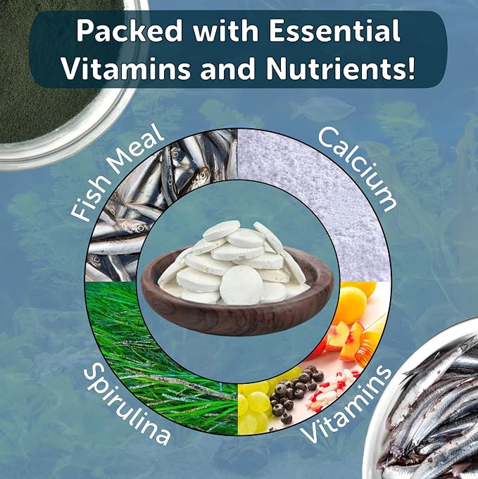 Calcium Feeding Shells, Small & Medium for Shrimp, Snails, Crabs, Crayfish, Plecos, Catfish, All Tropical Fish, 4-Type Wafer & 12-Type Pellet Mix Included...90 Count Canister