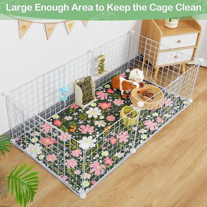 2 Pack Guinea Pig Bedding, Washable Guinea Pig Cage Liner Reusable Guinea Pig Mat Waterproof Guinea Pig Bedding for Cage, Super Absorbant Guinea Pig Pee Pads for Small Animals Hamster Rabbit Squirrel