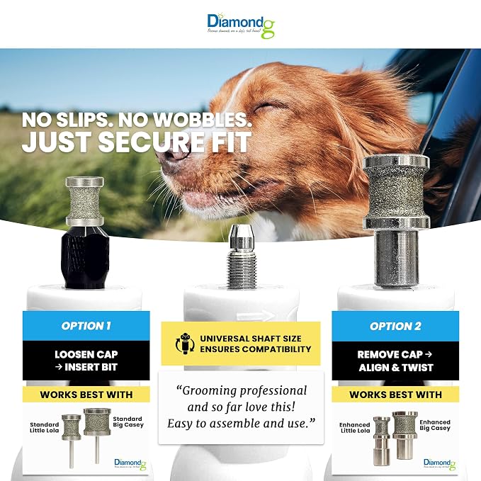 Diamondg Cordless Micro Dog Nail Grinder with Quiet Sound & LED Tip for Large & Small Dogs, 4hrs. Runtime - Electric Dog Nail Trimmer, Heavy Duty Rotary Tool Alternative to Toenail Clippers & Filers