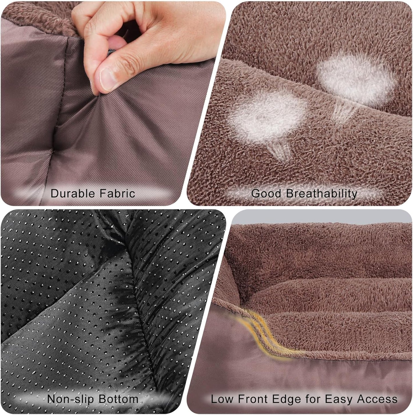 Dog Bed for Large Dogs, Rectangle Washable Orthopedic Pet Bed, Soft Sleeping Puppy Bed, Durable Dog Sofa with Anti-Slip Bottom