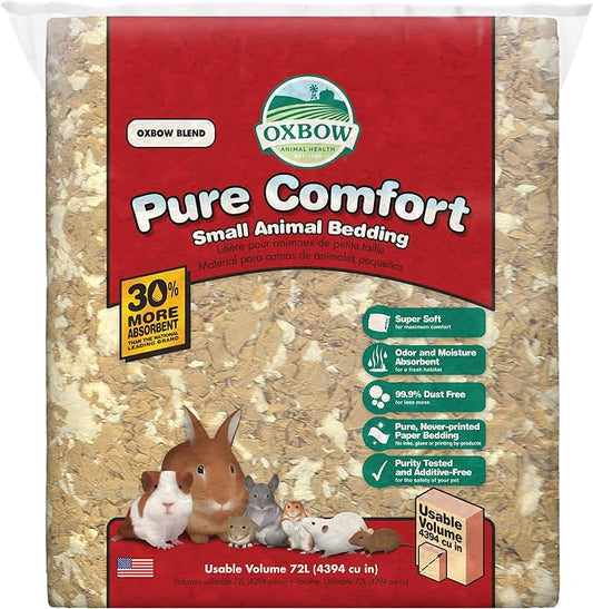 Oxbow Pure Comfort Bedding, Rabbit, Hamster, & Guinea Pig Bedding, Bunny Supplies for Litter Box, Pet Safe, Low Dust, Oxbow Blend, 72 Liter Bag