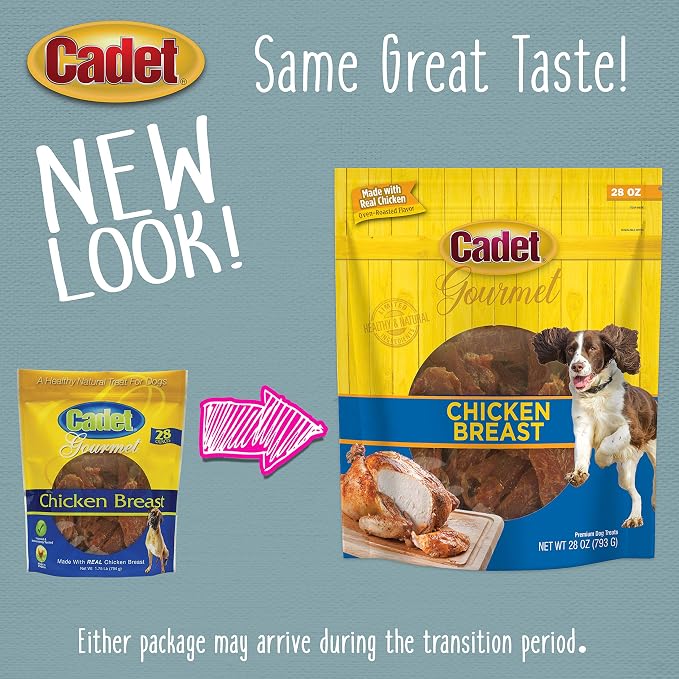Cadet Gourmet Chicken Jerky Dog Treats For Training - Healthy & Natural Dog Training Treats for Small & Large Breeds - Inspected & Tested in USA (28 oz.)