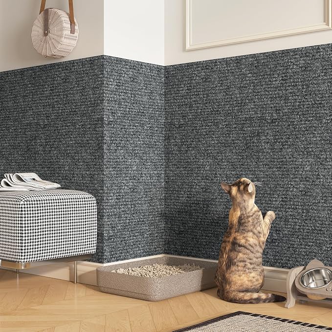 LaCheery 15.8"x79" Couch Cat Scratch Protector Cat Scratch Deterrent for Furniture Protectors from Cats Scratching Mat for Indoor Cats Floor Wall Corner Sofa Pet Protector Cover Self Adhesive Pad Gray
