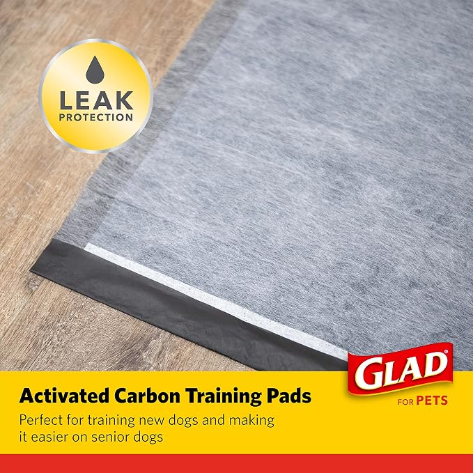 Glad for Pets Charcoal Puppy Pads | Standard (100 Ct) & Extra Large (30 Ct) Pee Pads | Absorbent Disposable Potty Training Pads for Dogs & Puppies with Odor-Neutralizing Technology