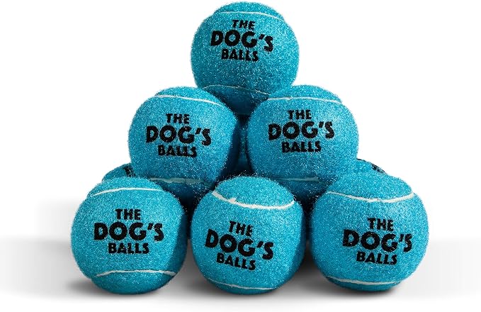 The Dog's Balls Dog Tennis Balls Tough 2.5" 12-Pack Blue Floats in Water | Our fetch balls combine non-abrasive felt exterior and a thicker rubber core Durable Dog Toy for Outdoor Play & Training
