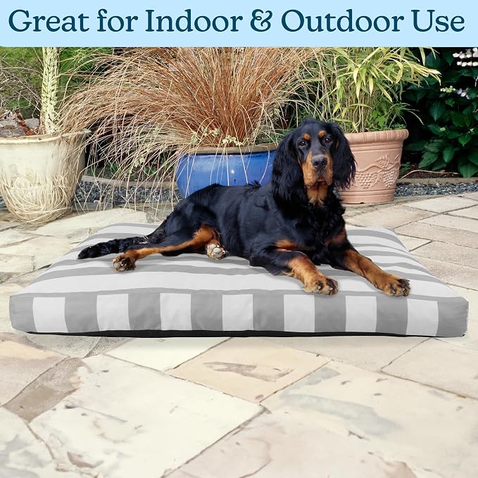 Dog Bed - Indoor/Outdoor Pet Bed with Removable Washable Cover and Non-Slip Bottom - 44in Large Pet Mat for Dogs up to 90lbs - Water-Resistant Dog Mat by PETMAKER (Gray)