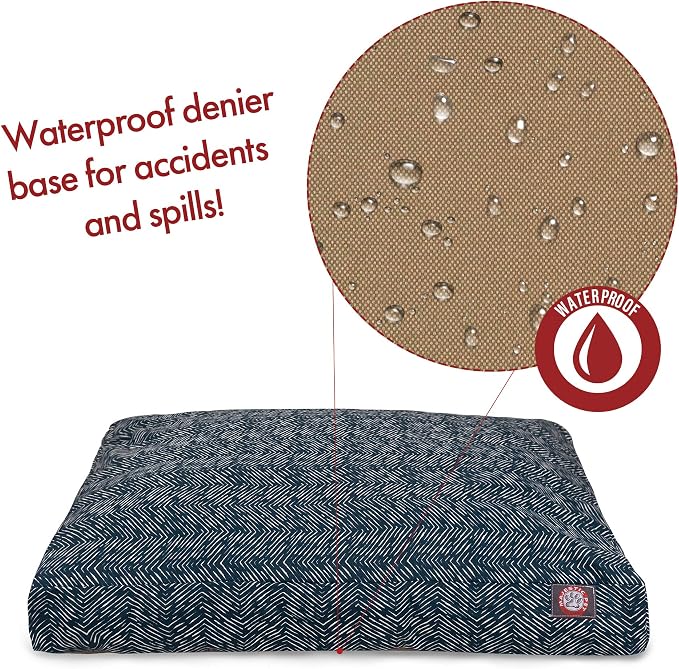 Teal Native Rectangle Indoor Outdoor Pet Dog Bed With Removable Washable Cover By Majestic Pet Products, Navy Blue, X-Large