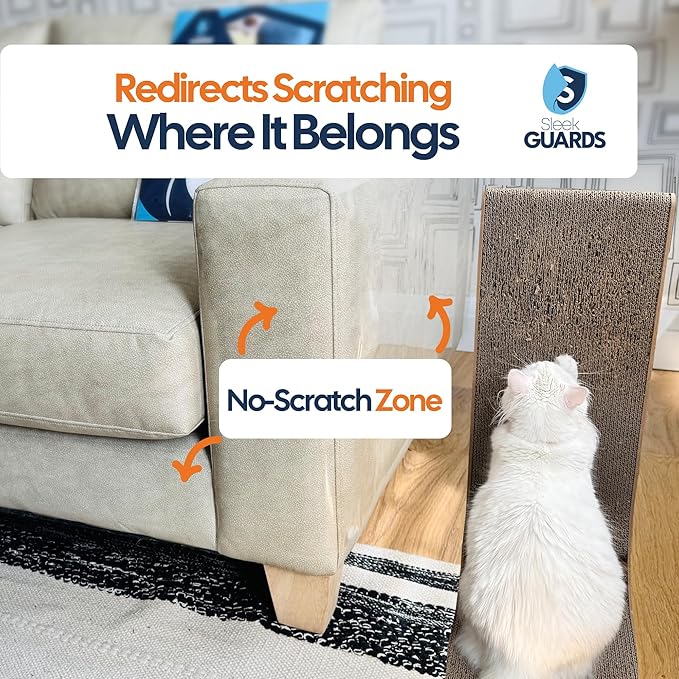 Cat Scratch Furniture Protector, 8-Pack Couch Protector from Cat Claws - Pre-Cut Clear Anti-Scratch Tape Sheets for Sofa Corner, Door & Wall, One-Sided Cat Deterrent