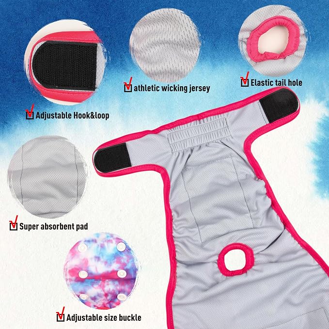 Female Dogs Diapers Belly Bands, Washable Reusable Female Doggy Wraps Panties for Doggie Puppy Pooping Potty Training Heat Incontinence Marking Pañal para Perro Large