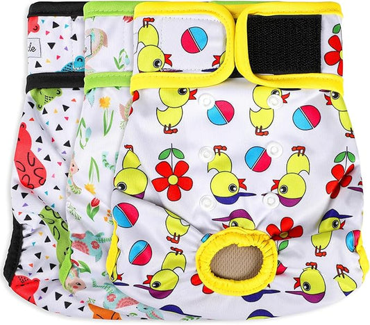 Washable Female Dog Diapers - Premium Reusable Diapers for Doggie in Heat - Highly Absorbent Dog Diapers Female for Pet Incontinence with Adjustable Snaps(Animals, XL)