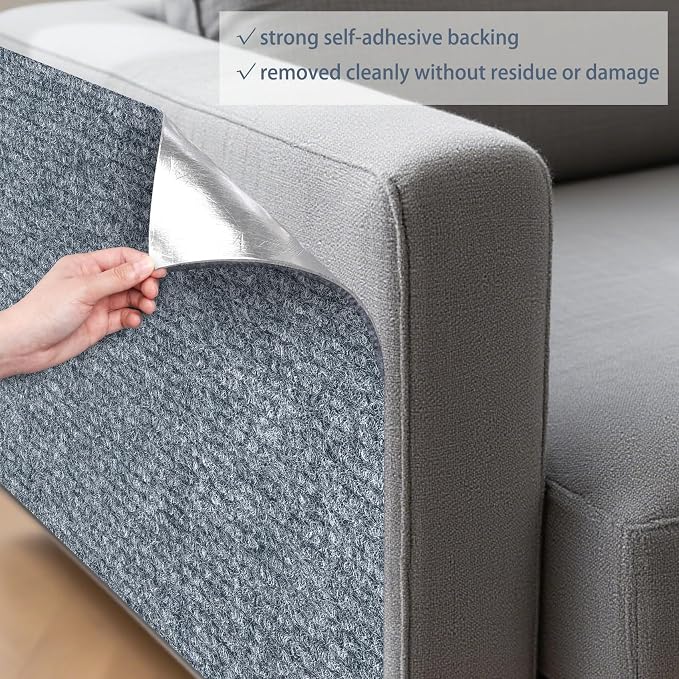 ICOOP Cat Scratch Furniture Protector Sofa Protector for Cats Light Grey Couch Cat Scratch Protector Self-Adhesive DIY Trimmable Wall Mounted Cats Scratcher for for Leather Couch Corner 15.8"×47.2"