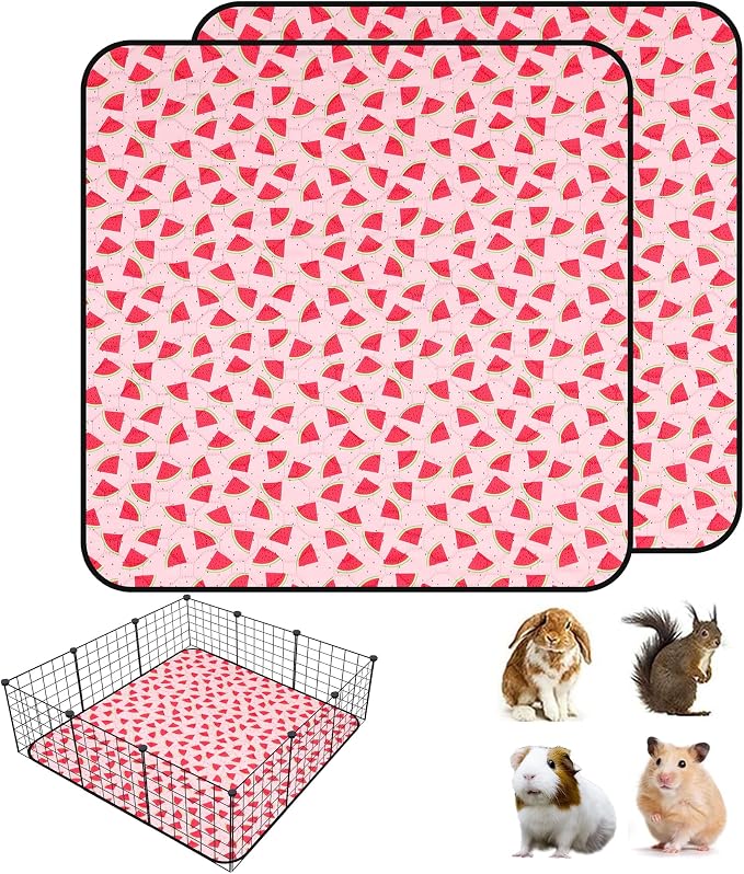 2 PCS Guinea Pig Cage Liner, Reusable Waterproof Guinea Pig Liner, Washable Small Animals Bedding, Super Absorbent Pet Pee Pads Guinea Pig Mats, Rabbit Mats for Cages (36 * 36 inch)