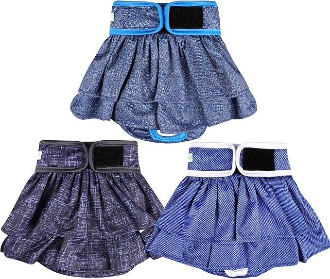 wegreeco Dog Diapers Female (3 Pack), Highly Absorbent Dog Diapers for Female Dogs in Heat, Incontinence, or Excitable Urination (Jeans, Small)