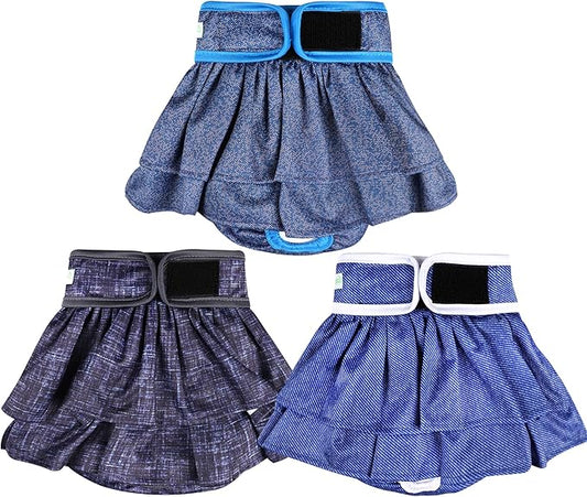 wegreeco Dog Diapers Female (3 Pack), Highly Absorbent Dog Diapers for Female Dogs in Heat, Incontinence, or Excitable Urination (Jeans, Small)