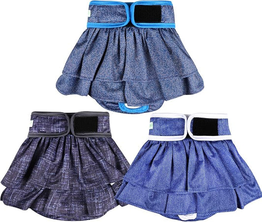 wegreeco Dog Diapers Female (3 Pack), Highly Absorbent Dog Diapers for Female Dogs in Heat, Incontinence, or Excitable Urination (Jeans, Medium)