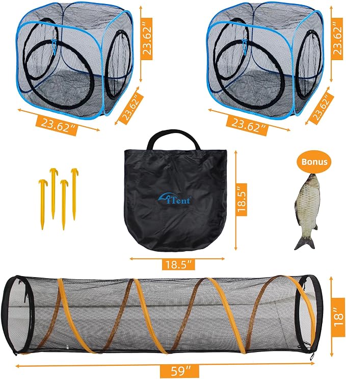 Cat Play Tunnel + Cube(with Three Ways) for Indoor and Outdoor, Cat Playpen, Play Enclosures, Collapsible Cube, Tunnel, Easy to Connect with Tent 2 Cubes + Run Tunnel