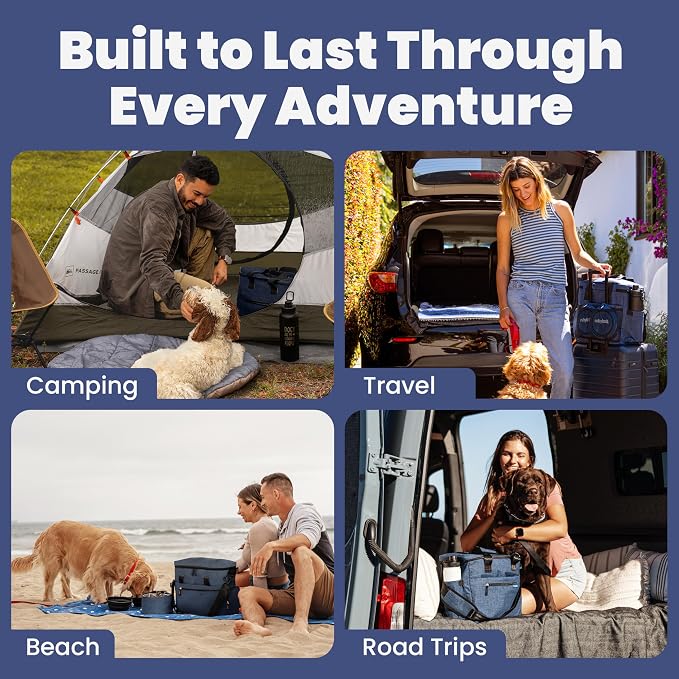 The Original Doggy Bag™ - Complete Dog Travel Bag for Supplies with 2 BPA-Free Travel Dog Bowls & 2 Pet Food Containers - Traveling Kit for Road Trips, Camping, Weekend Away or Doggy Gift: Navy