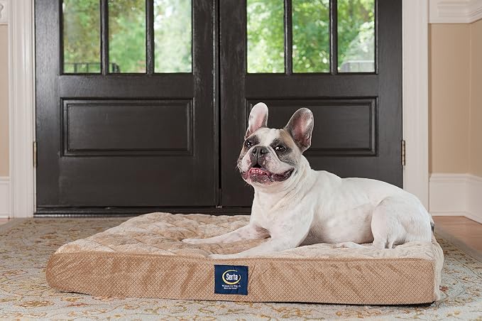 Serta Ortho Quitted Pillowtop Pet Bed, Large, Tan
