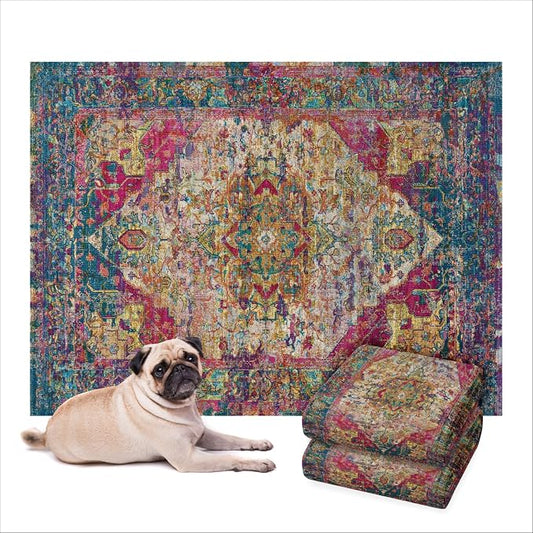 Lovewag Pets Washable Dog Pee Pads, 36" x 48", Waterproof, Non-Slip, Super Absorbent, Reusable Machine-Washable, 2-Pack (Bohemian Jewel)
