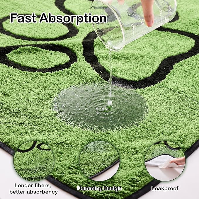 Qeils Reusable Dog Pee Pads, 2 Pack Super Absorbent & Leakproof Washable Puppy Pads with Soft Green Top Layer, for Potty Training, Crates, Couch, Car Seats & Pet Beds, 18"x24"