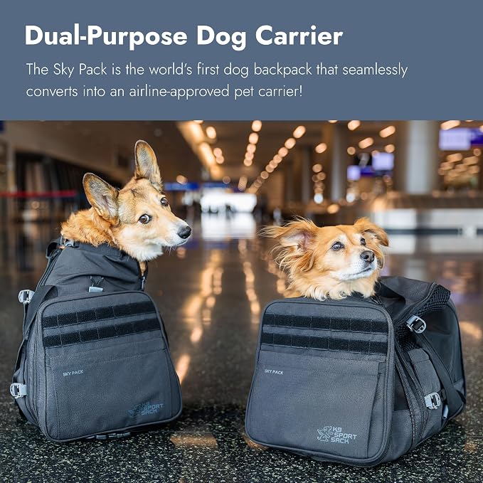 K9 Sport Sack Sky Pack, Medium - Ideal for Dogs with 17-19” Back Length - Dual-Purpose Dog Backpack + Airline-Approved Carrier