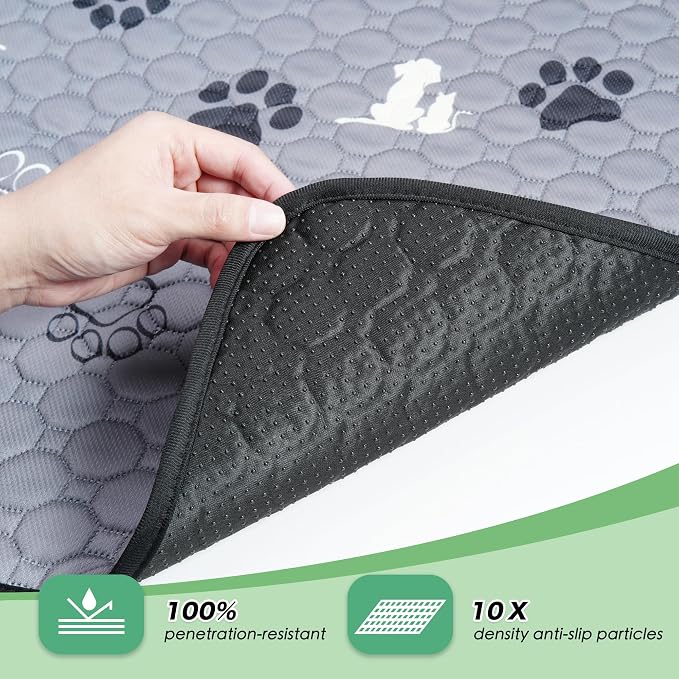 WanpeeGoo Washable Pee Pads, Puppy Pee Pad for Dogs, 2 Pack Absorbent Reusable Training Dog Pads Pet Puppy Pads, Non-Slip Potty Pads for Whelping, Playpen, Crate, Bed, Grey 36"x36"