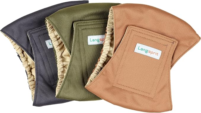 Langsprit Male Belly Bands for Dogs (Pack of 3) - High Absorbing Dog Wraps Male Washable - Reusable Small Doggy Doggie Puppy Dog Diapers M Size ColorZLH