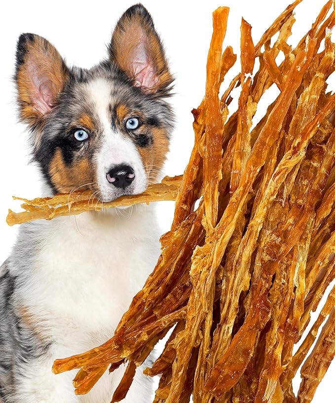 Turkey Tendons for Dogs Made in USA with 100% Turkey and No Glycerin, Healthy Jerky Dog Treats for Medium and Small Dogs, Human Grade Natural Chews, 6 oz Bag