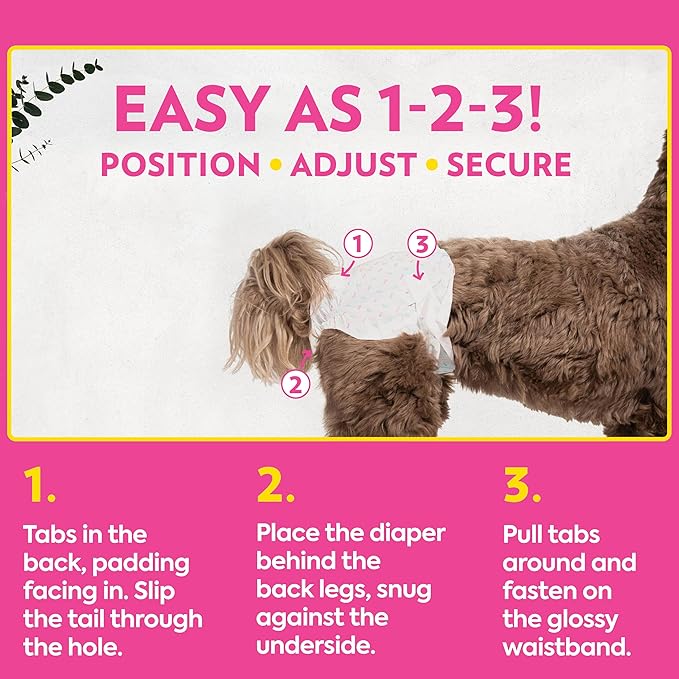 Out! PetCare Disposable Dog Diapers Female, Potty Training, Dog Diapers, Female Doggie in Heat, Puppy Training, Incontinence, Puppy Essentials, Adjustable Fasteners, 13”-18” Waist (XS/S, 96ct)