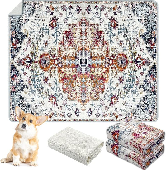 Washable Pee Pads for Dogs with Non-Slip Rug Pad, (2 Pack, 36"x42") Reusable Puppy Pads Super Leakproof Dog Traning Pads Whelping Pad for Dogs, Puppies, Doggie(Red-1)