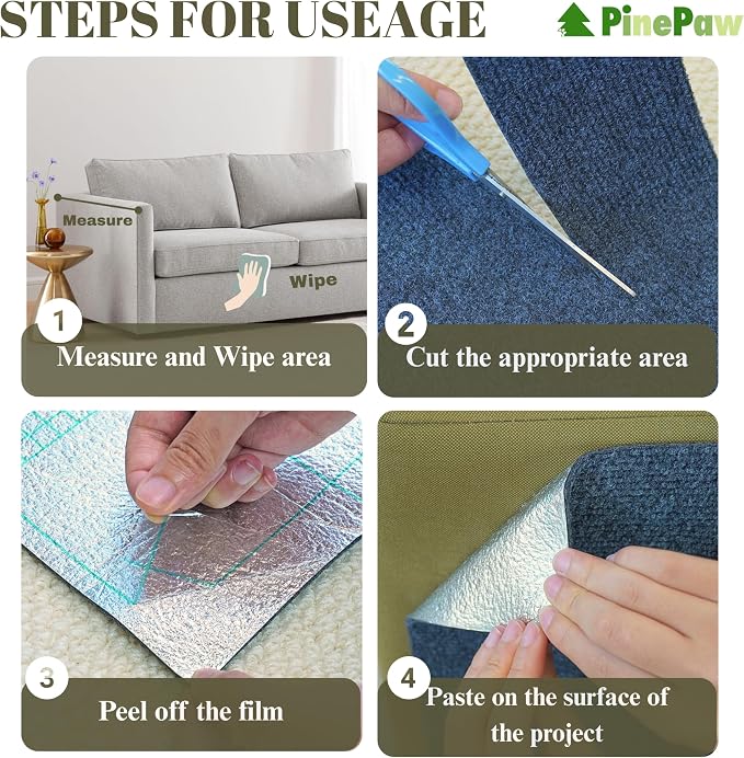 PinePaw Cat Scratch Furniture Protector - Trimmable Self-Adhesive Carpet DIY Climbing Cat Scratcher Pad for Couch Protector from Cat Claws Scratching Covering Cat Tower (Brown 11.8'' × 39.4'')