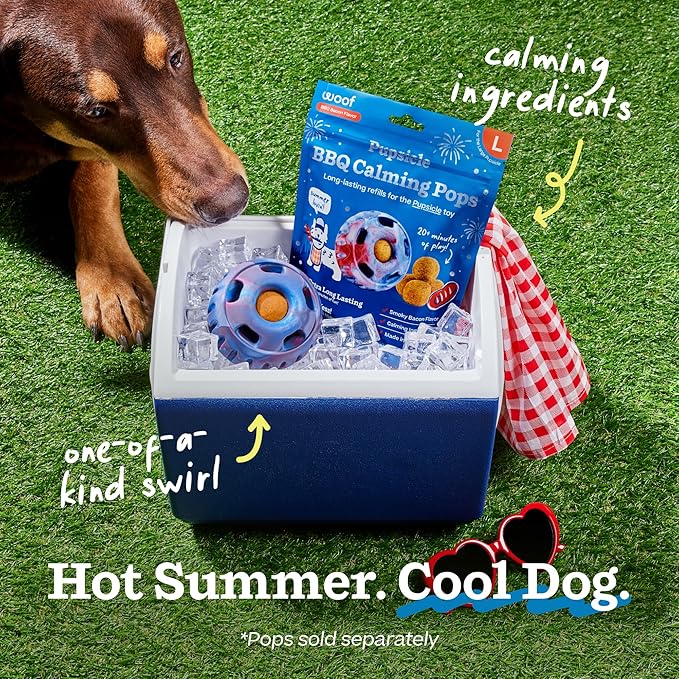 WOOF Pupsicle - Long-Lasting Interactive Dog Ball Toy to Keep Your Pup Busy and Distracted - Safe for Dogs - Low-Mess Design - Dog Toys for Small Dogs 10-25 lbs - July 4th Edition