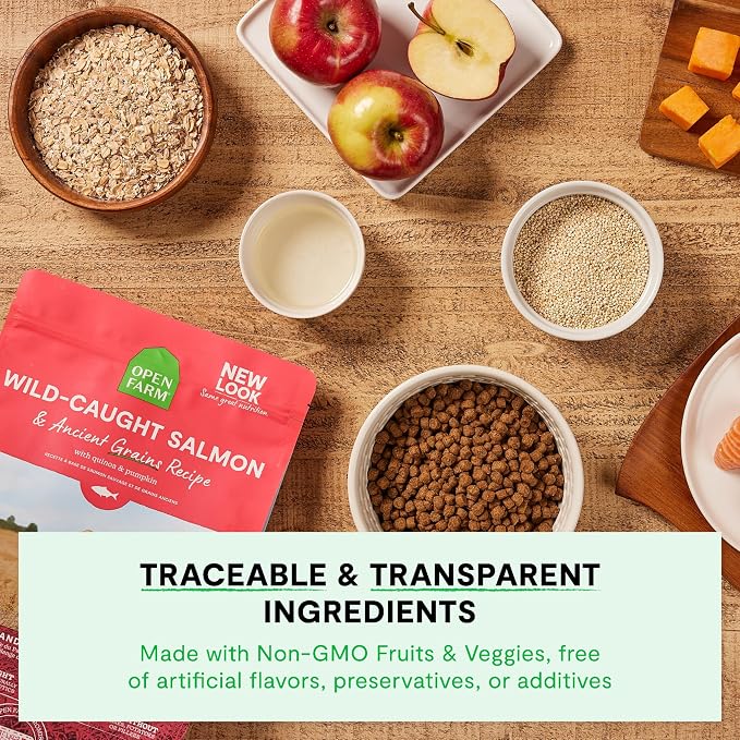 Open Farm, Ancient Grains Dry Dog Food, Protein-Rich & Nutrient Dense, 90% Animal Protein Mixed with Non-GMO Fruits, Veggies and Superfoods, Catch-of-the-Season Whitefish Recipe, 22lb Bag