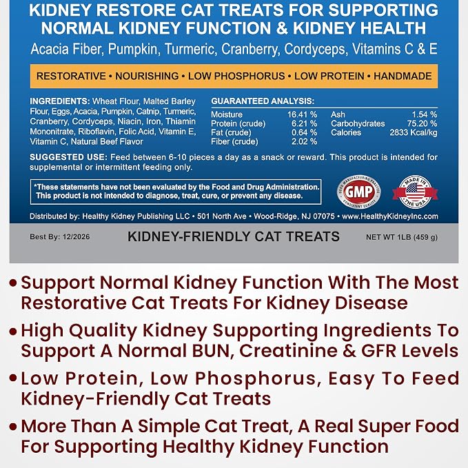 Kidney Restore Cat Treats Tuna: Restorative Cat Treats for Kidney Issues, Low Protein Treats for Any Kidney Diet Cat Food