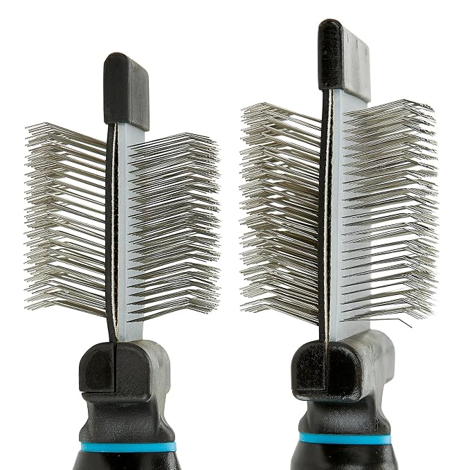Dog and Cat Coat Grooming Tools Improved Double Sided Flexible Slicker Brushes (Set of Both Slicker Brushes)