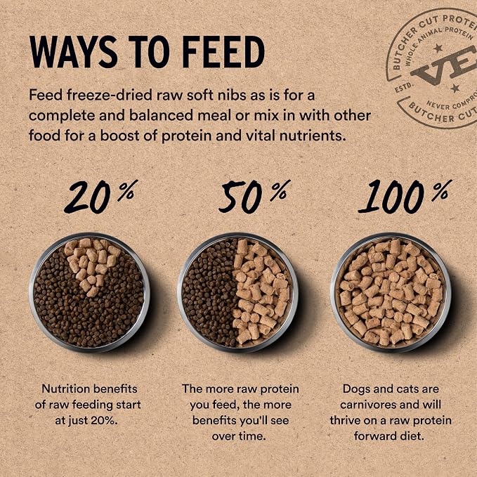 Vital Essentials Freeze Dried Cat Food, Raw Beef & Chicken Soft Nibs | Complete Meal or Topper | 99% Beef, Chicken, Organs & Bone | High Protein, Grain Free Dry Cat Food | 12 oz Bag
