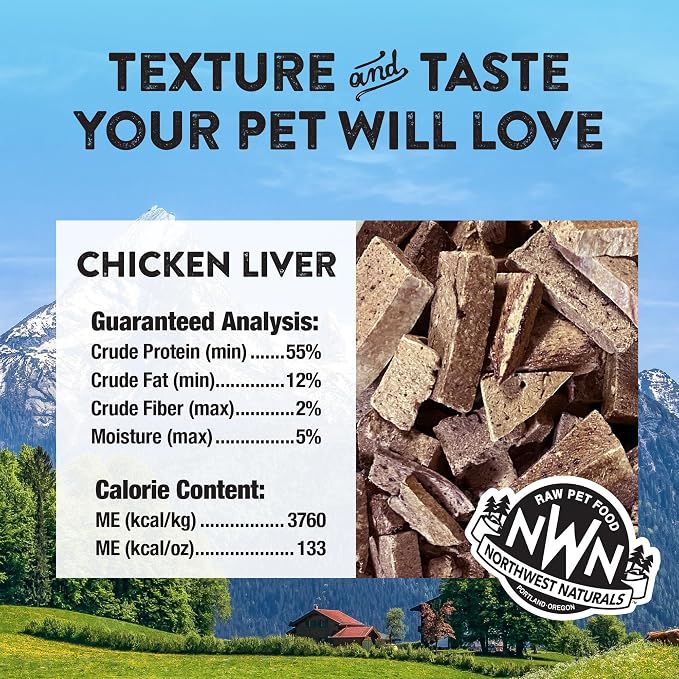 Northwest Naturals Raw Rewards Freeze-Dried Chicken Liver Treats for Dogs and Cats - Bite-Sized Pieces - Healthy, 1 Ingredient, Human Grade Pet Food, Natural, Proudly Made in USA, 3 Oz (Pack of 3)