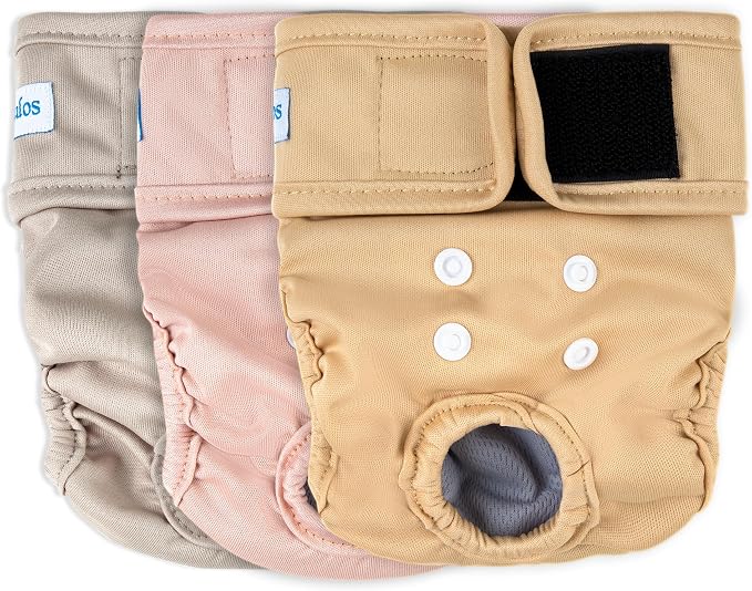 Leekalos Reusable Washable Dog Diapers Female (3 Pack) - Highly Absorbent Doggie Diapers - Size Adjustable Puppy Diapers for Dog Period Panties (Small)