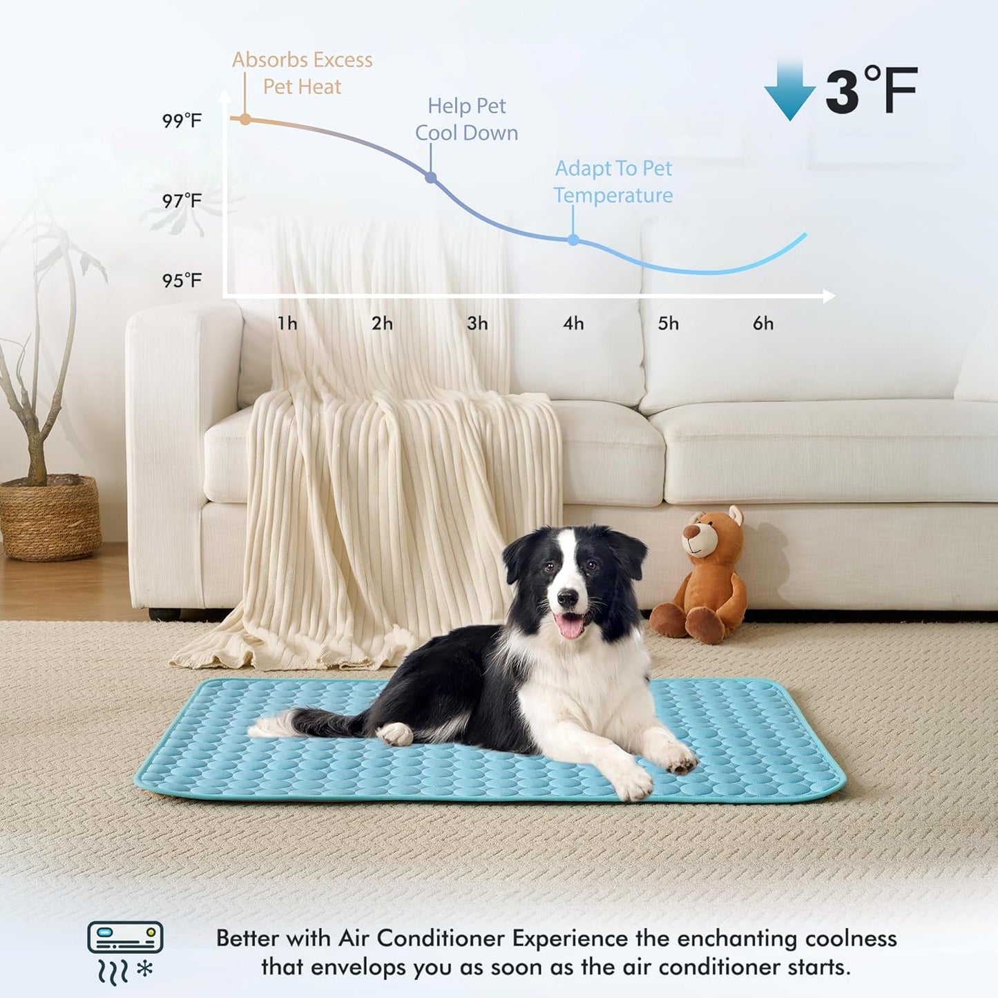 MICROCOSMOS Summer Cooling Mat & Sleeping Pad- Water Absorption Top, Materials Safe, Easy Carry, EZ Clean. Keep Cooling for Pets, Kids and Adults.(Blue, 24" x18")