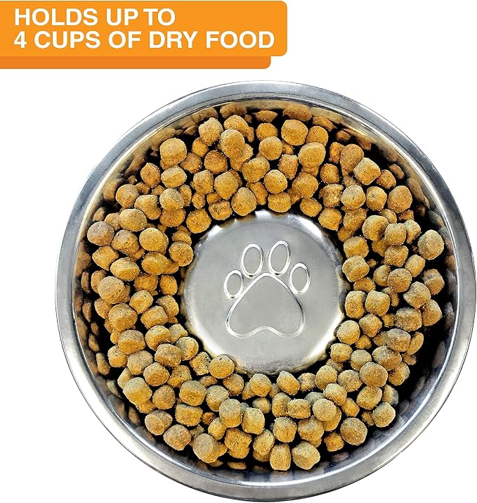 Neater Pets Neater Feeder Express Mess-Proof Slow Feed Bowl & Water Bowl with Neater Mat Waterproof Silicone Mat - Protect Floors from Food & Water, Cappuccino
