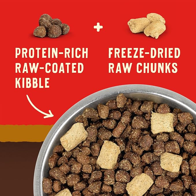 Stella & Chewy's Wild Red Raw Blend Kibble - Premium Freeze-Dried Raw Coated Dog Food - Perfect for Picky Eaters - High Protein Grain Free with 6 Poultry Sources - 3.5lb Bag (Pack of 2)