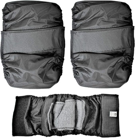 FDC Leak Proof Waterproof Diapers Dog Belly Band Male Wrap Washable Reusable Absorbent Pad Lined for Small Medium Large Pets Black (M: Waist 12" - 14", Pack of 2 Black)