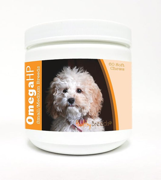 Healthy Breeds Cockapoo Omega HP Fatty Acid Soft Chews - DHA, EPA & Vitamin E to Promote Healthy Skin, Shiny Coat, Immune Support, Heart Health and Joint Function - 60 Count