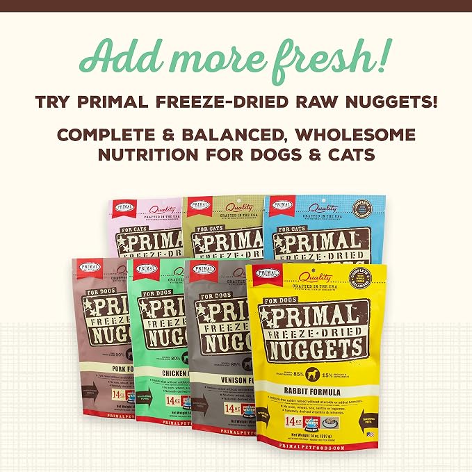 Primal Dog Food Toppers & Cat Food Toppers, Cupboard Cuts, Grain Free Meal Mixers with Probiotics, Raw Freeze Dried Dog Treats & Cat Treats, Great for Training (Chicken, 3.5 oz)