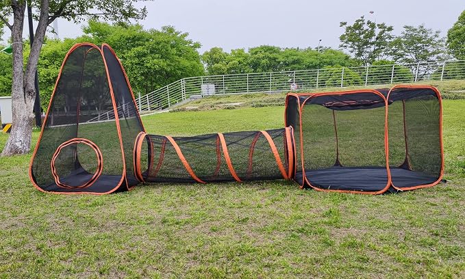 6 in 1 Pet Cat and Dog Tunnel Tent Foldable Pet Tent Outdoor Pop Up Pet Playpen Cage Fences House (Styles 1)