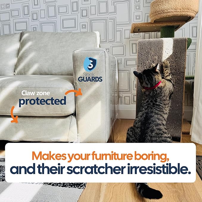 Cat Scratch Furniture Protector, Couch Arm Covers, Furniture Protectors from Cats Scratching, Sofa Arm Covers, One Sided Anti-Scratching Sticky Tape, Cat Scratch Deterrent - Model 1a