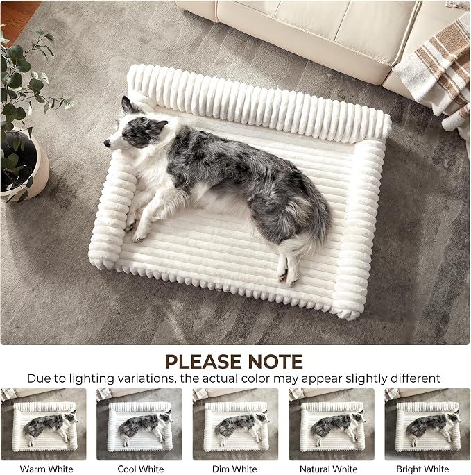 Orthopedic Dog Bed XL Pet Beds with Removable Washable Cover, Couch-Like Sofa Design for S to XXL Dogs Up to 90 lbs, with Soft Short Plush Surface & Foam, 42x30x9.5 Inch, Cream