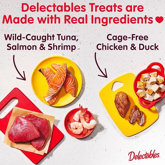 Delectables Squeeze Up Variety Pack, Creamy Squeezable Puree, Lickable Wet Cat Treats, Grain Free, No Fillers, by-Products, Preservatives, 0.5 Ounces Tube, 54 Tubes Total